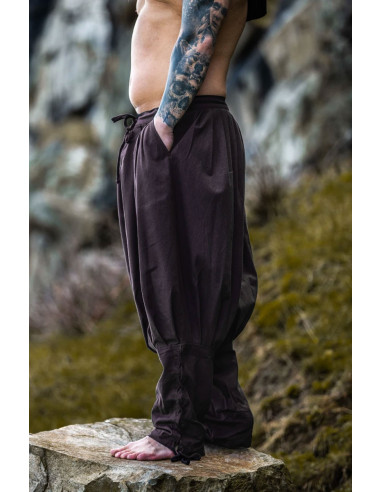 Afvige Hals Lamme Viking bomuld Norman bukser, brune ⚔️ Tienda Medieval Størrelse L