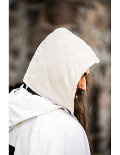 Capelina medieval acolchada modelo Eckwin, blanco natural