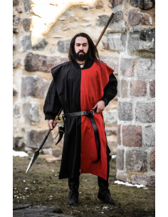 Túnica medieval bipart Frojoerick, negro-rojo