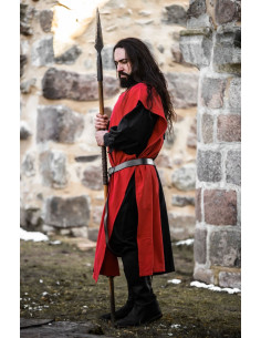 Túnica medieval bipart Frojoerick, negro-rojo 2
