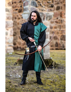 Túnica medieval bipart Frojoerick, negro-verde
