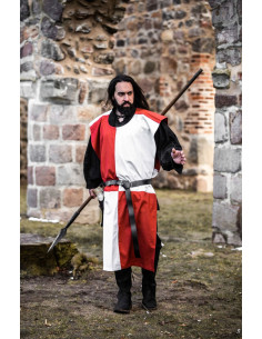 Mittelalterliche Tunika Schachbrett, weiß-rot