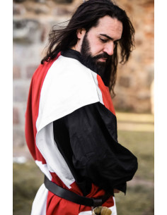 Mittelalterliche Tunika Schachbrett, weiß-rot 2