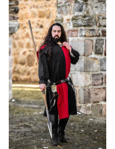 Túnica medieval Tablero de Ajedrez, negro-rojo