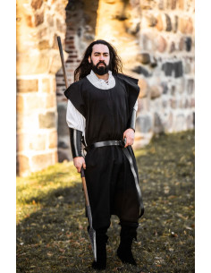 Túnica medieval en algodón Frojoerick, negra 2