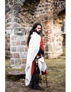 Capa templaria blanca con cruz roja espalda 2