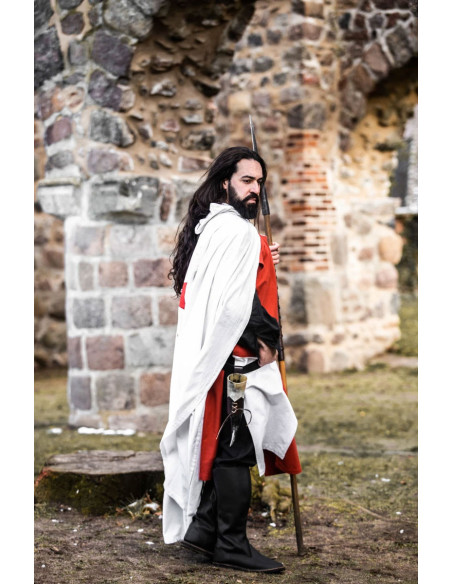Capa templaria blanca con cruz roja...
