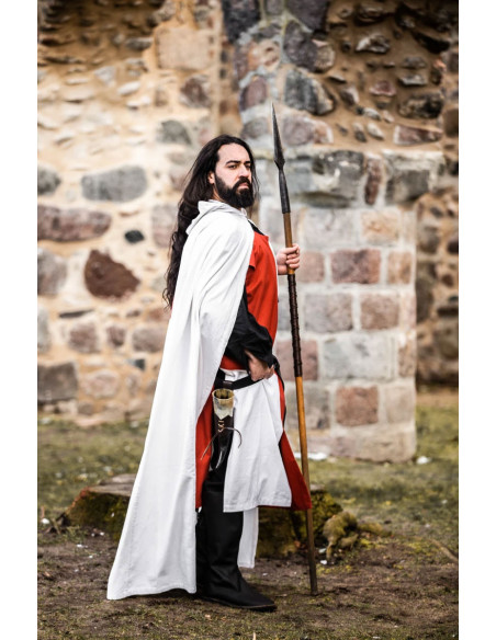 Capa templaria blanca con cruz roja...