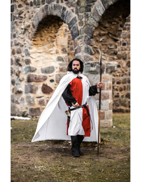 Hvid Templar-kappe med rødt kors på...