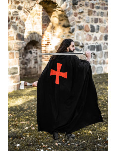 Capa de los Caballeros Templarios modelo Arnulf, negro-rojo