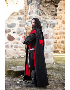 Capa de los Caballeros Templarios modelo Arnulf, negro-rojo 2
