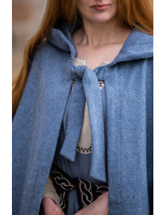 Middeleeuwse mantel met capuchon model Mila, blauw 2