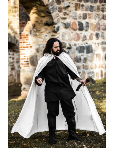 Capa medieval blanca larga, modelo Gunnar 2