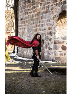 Capa medieval roja larga, modelo Gunnar 2