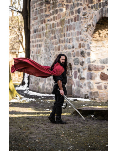 Capa medieval roja larga, modelo Gunnar