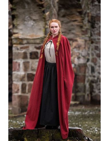 Capa medieval roja larga, modelo Gunnar