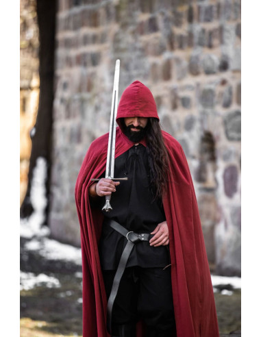 Capa medieval roja larga, modelo Gunnar