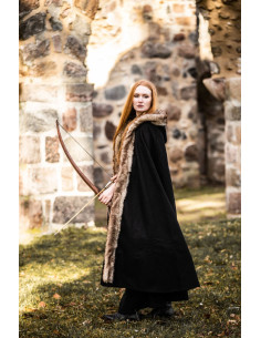 Capa vikinga modelo Fjell con piel sintética negra 2