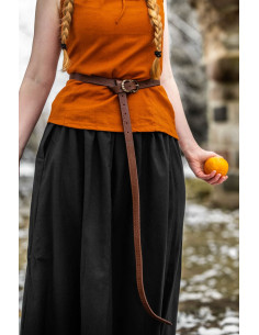 Celta lange leren riem model Merle, kleur lichtbruin
