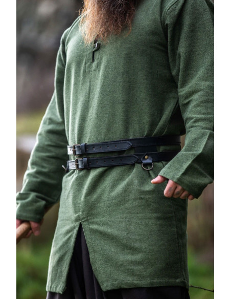 Viking dubbele leren riem model Ubbe,...