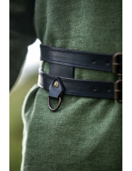 Viking dubbele leren riem model Ubbe,...