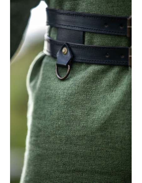 Viking dubbele leren riem model Ubbe,...