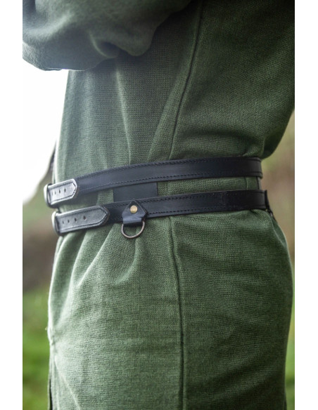 Viking dubbele leren riem model Ubbe,...