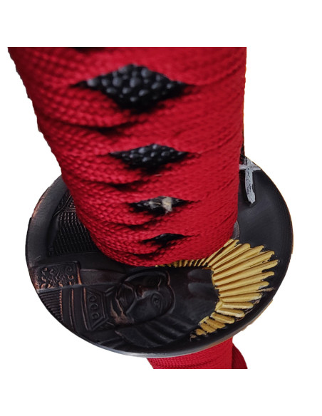 Katana decorativa roja con caja de...