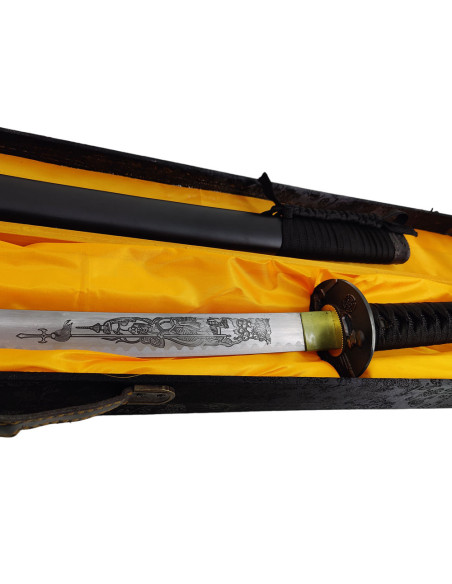 Decoratieve zwarte saya katana met...