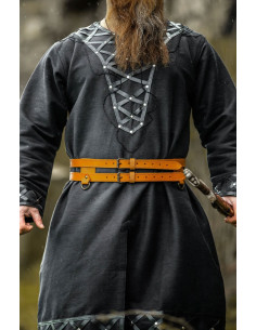 Viking dobbelt læderbælte, model Ubbe, lysebrunt