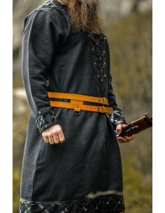 Viking dobbelt læderbælte, model Ubbe, lysebrunt 2