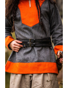 Axel Viking dubbele lederen riem, zwart