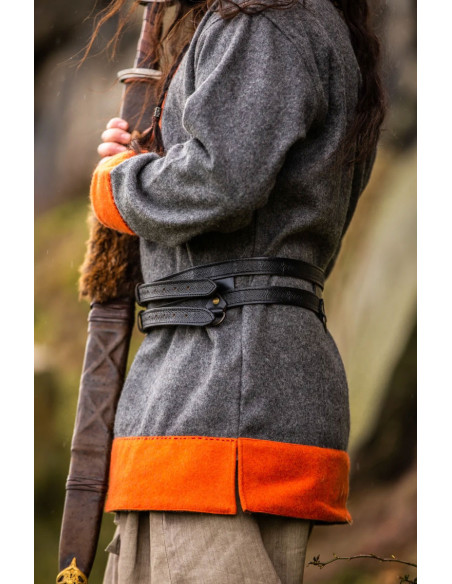 Axel Viking Doppelledergürtel, Schwarz