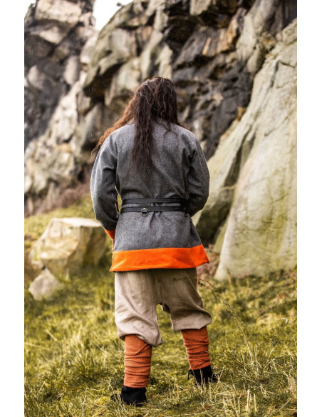 Axel Viking dubbele lederen riem, zwart