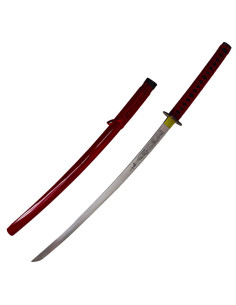 Rød dekorativ katana med trækasse (103 cm.)