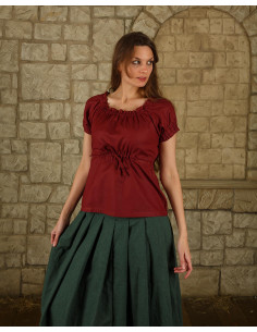 Middelalderbluse lys bomuld model Kalina, bordeaux