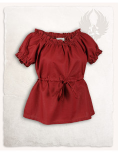 Middelalderbluse lys bomuld model Kalina, bordeaux 2