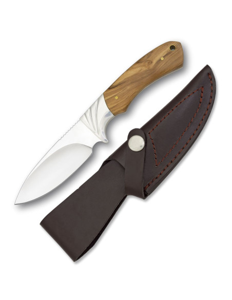 Jachtmes met olijfhandvat (22,8 cm.)