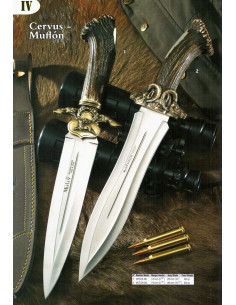 Cuchillo remate Muflón puño asta de ciervo 2