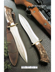 Cuchillo Podenquero de remate, asta de ciervo tallado 2