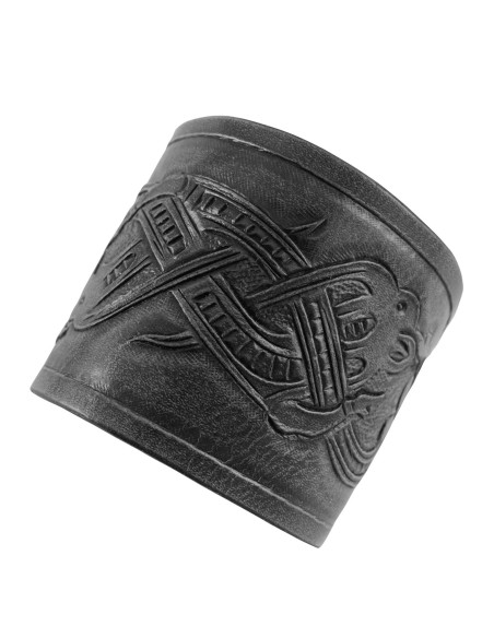 Brazaletes de cuero repujado con... Brazaletes de cuero repujado con...