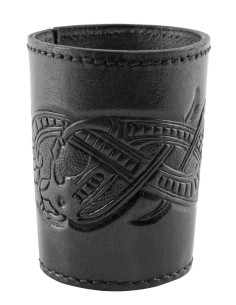 Vaso para dados de cuero con diseño Dragón en relieve