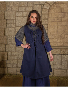 Mouwloos blauw middeleeuws jurkje model Leandra