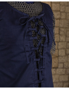 Mouwloos blauw middeleeuws jurkje model Leandra 2