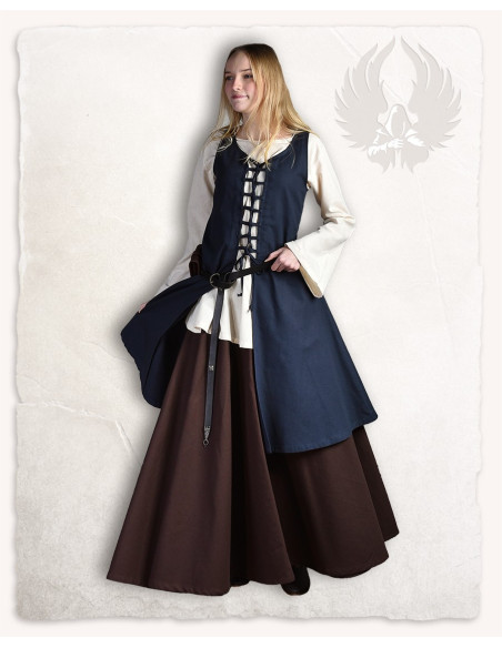 Vestido medieval azul sin mangas...