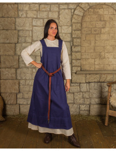 Jurkmodel in schortstijl Lientje, blauwe kleur