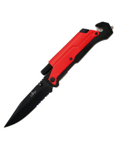 Rotes drittes Rettungsmesser, mit Säge