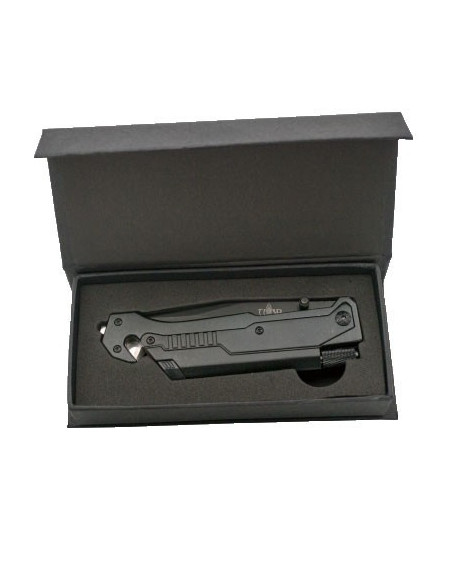 Rød tredje redningskniv, med sav