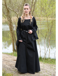 Medieval kjole Burglinde med trumpetærmer - Sort