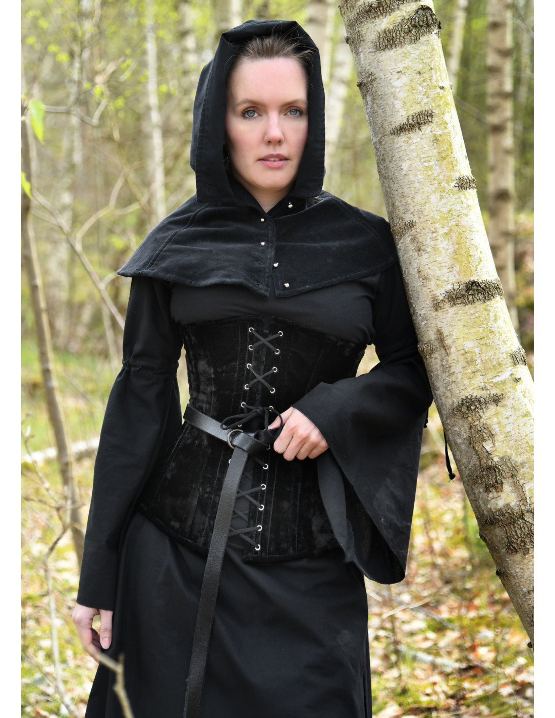 Vestido medieval para mujer, cosplay, manga trompeta, vestido